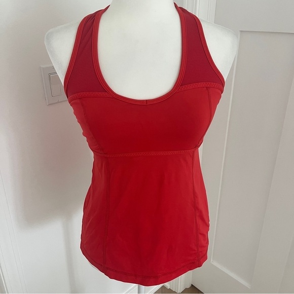 Lululemon Scoop Neck Tank Love Red Sz 6 Flawed *B15 - Picture 2 of 7